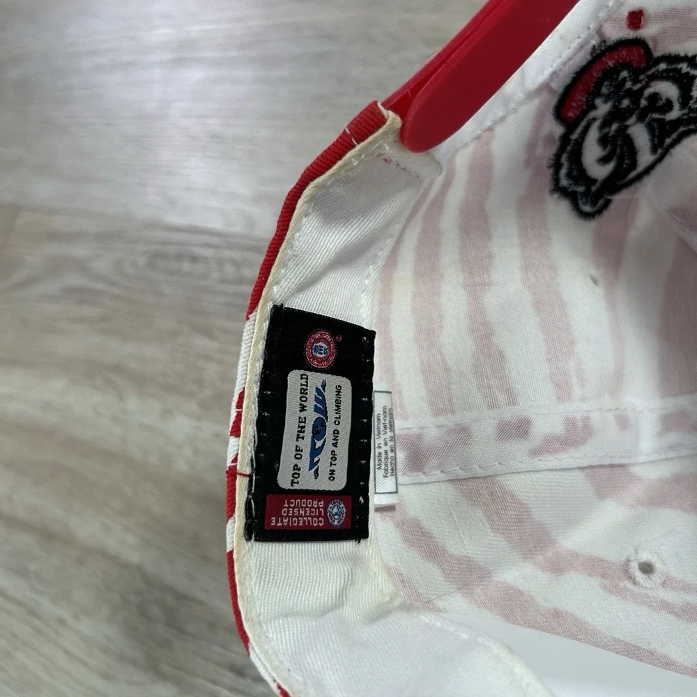 VTG Wisconsin Badgers Snapback Hat Zubaz Style Top of the World White Red Cap